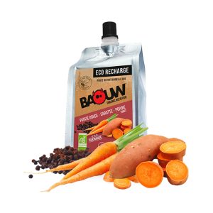 Baouw Eco recharge XXL purée nutritionnelle bio – Patate douce – Carotte – Poivre Timut