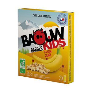 Baouw Étui 3 barres nutritionnelles bio – Banane – Cajou – KIDS