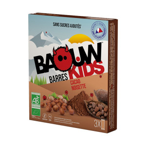 Baouw Étui 3 barres nutritionnelles bio – Cacao – Noisette – KIDS