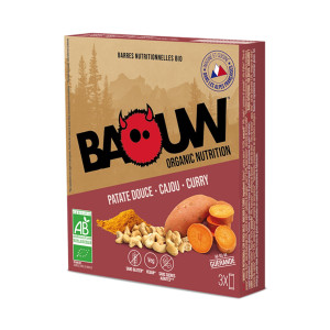 Baouw Étui 3 barres nutritionnelles bio – Patate douce – Cajou – Curry