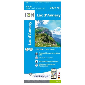 Carte IGN Lac d’Annecy 3431OT