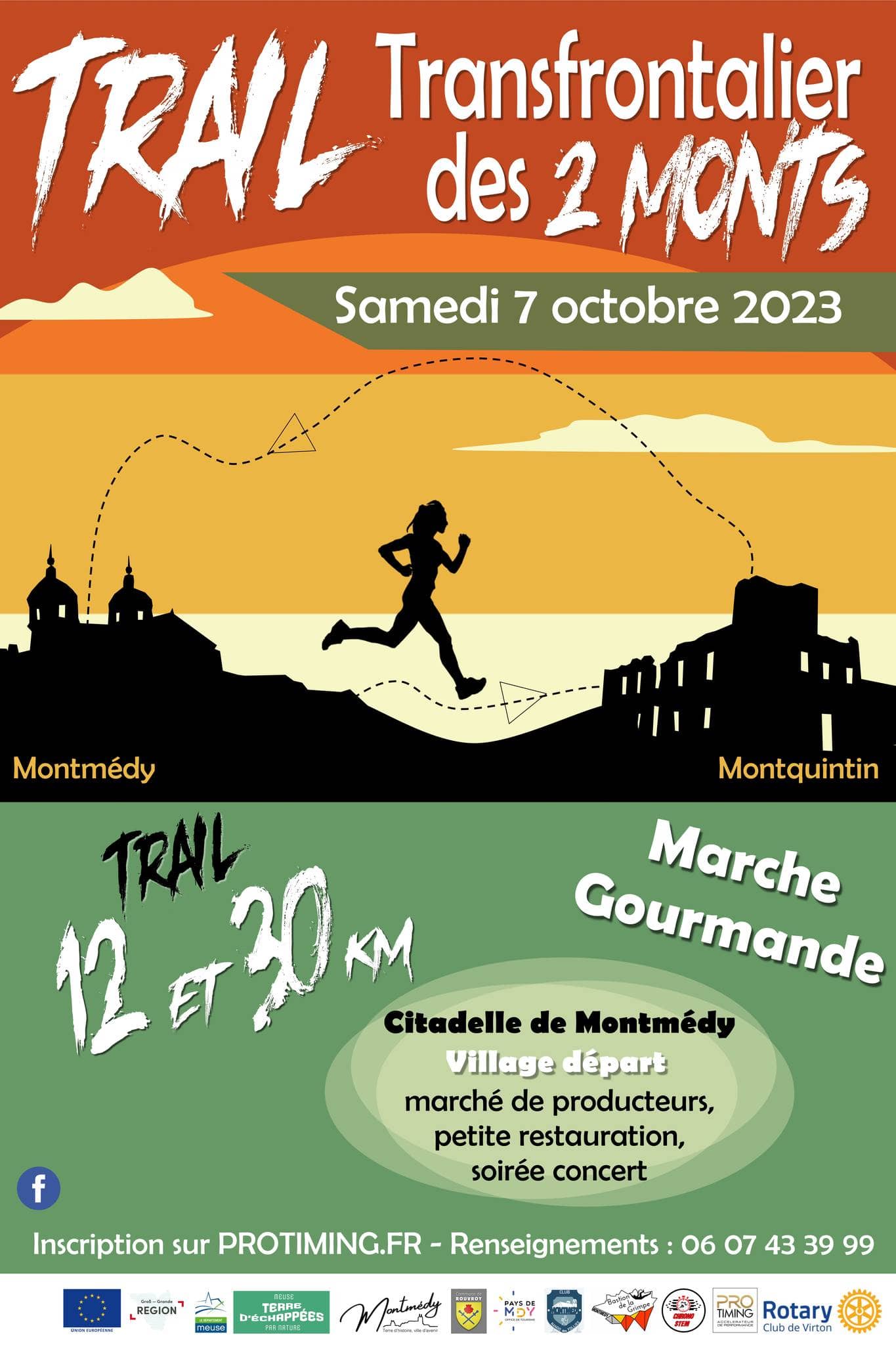 Affiche Trail Transfrontalier des 2 Monts 2023